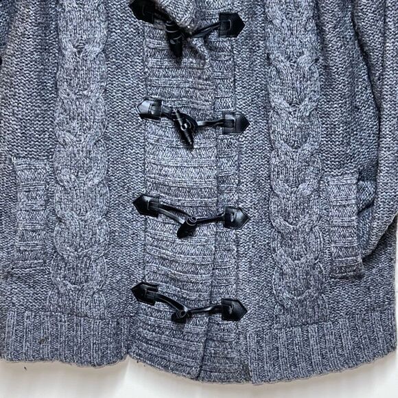 A Pea in the Pod Fisherman Cable Knit Lined Lambswool Grey Sweater Cardigan Sz S - Picture 3 of 5